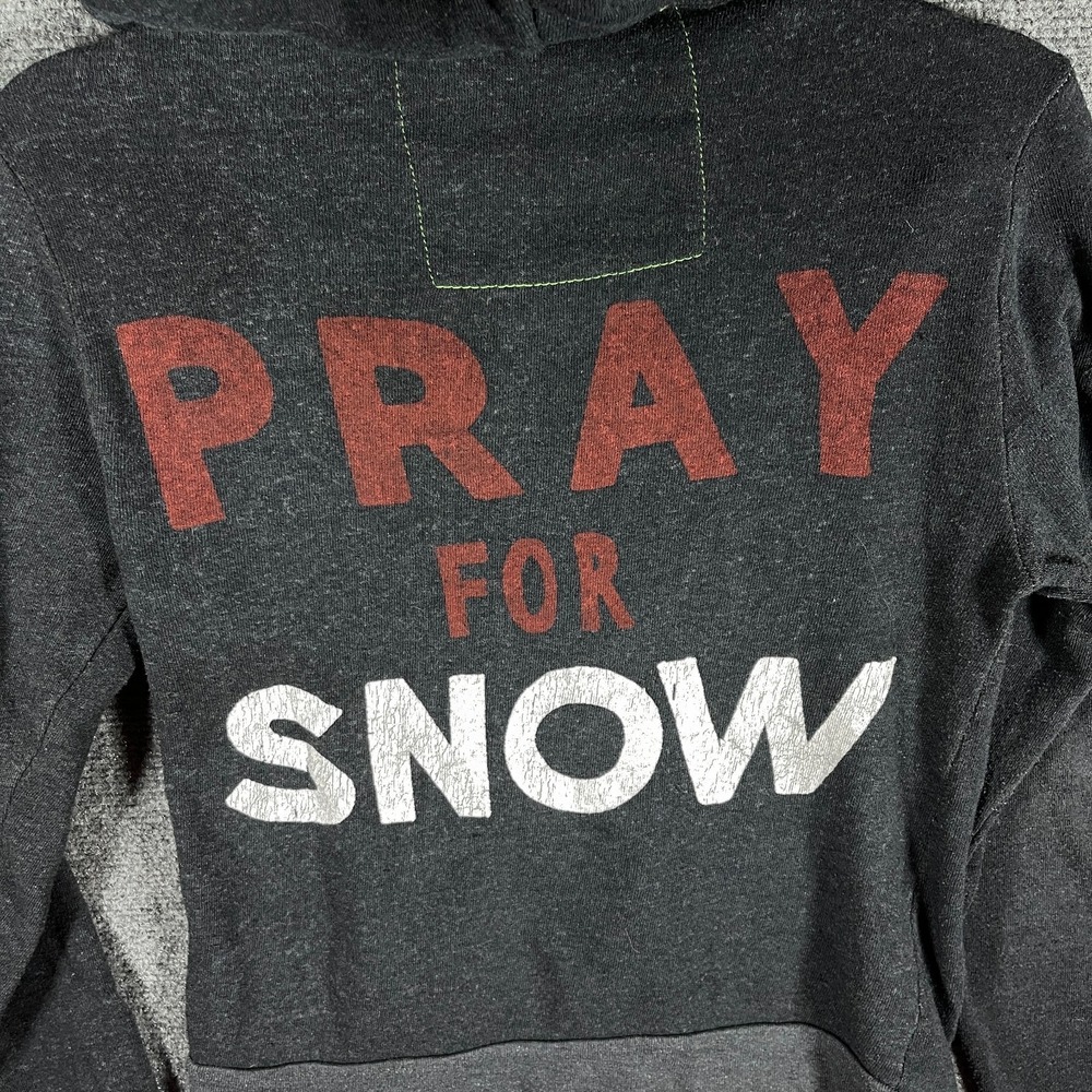 Aviator Nation Stripe Zip Up Pray for Snow Hooded Jacket Dark Gray Size XS #2858 - Picture 4 of 11